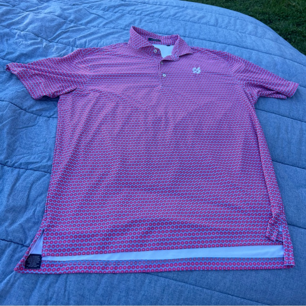 Turtleson Pink/Blue Pink Grapefruit Print Golf Polo Size XL